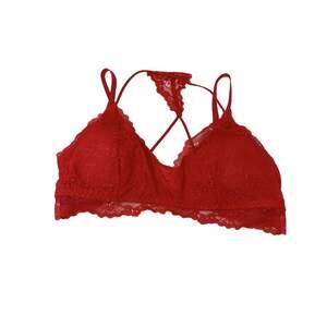 Soma Telltale Bralette Womens XL Red Floral Scalloped Lace Mesh Lined T Back